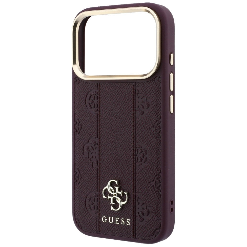 Capa MagSafe para Apple iPhone 18 Pro Max / 17 Pro Max, Guess, Stripe Peony 4G, Vinho