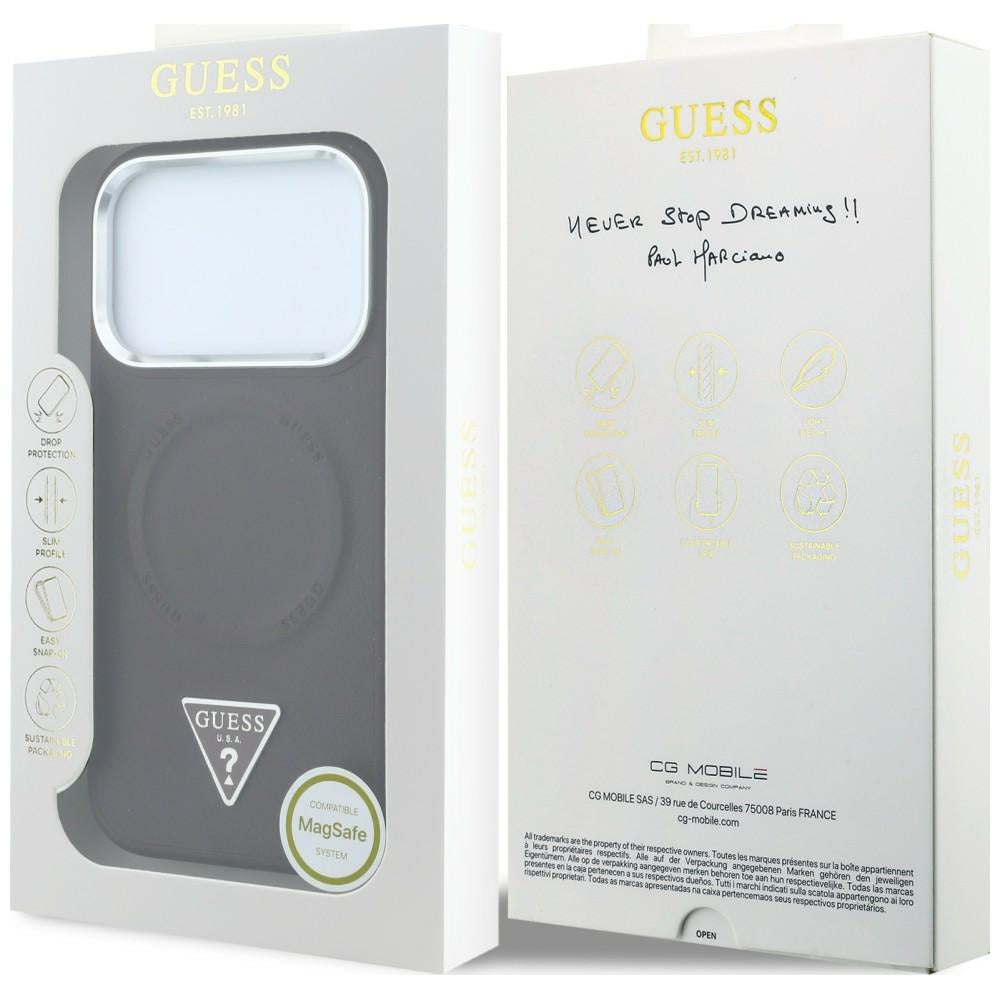 Capa MagSafe para Apple iPhone 18 Pro Max / 17 Pro Max, Guess, Triangle Logo, cor de vinho