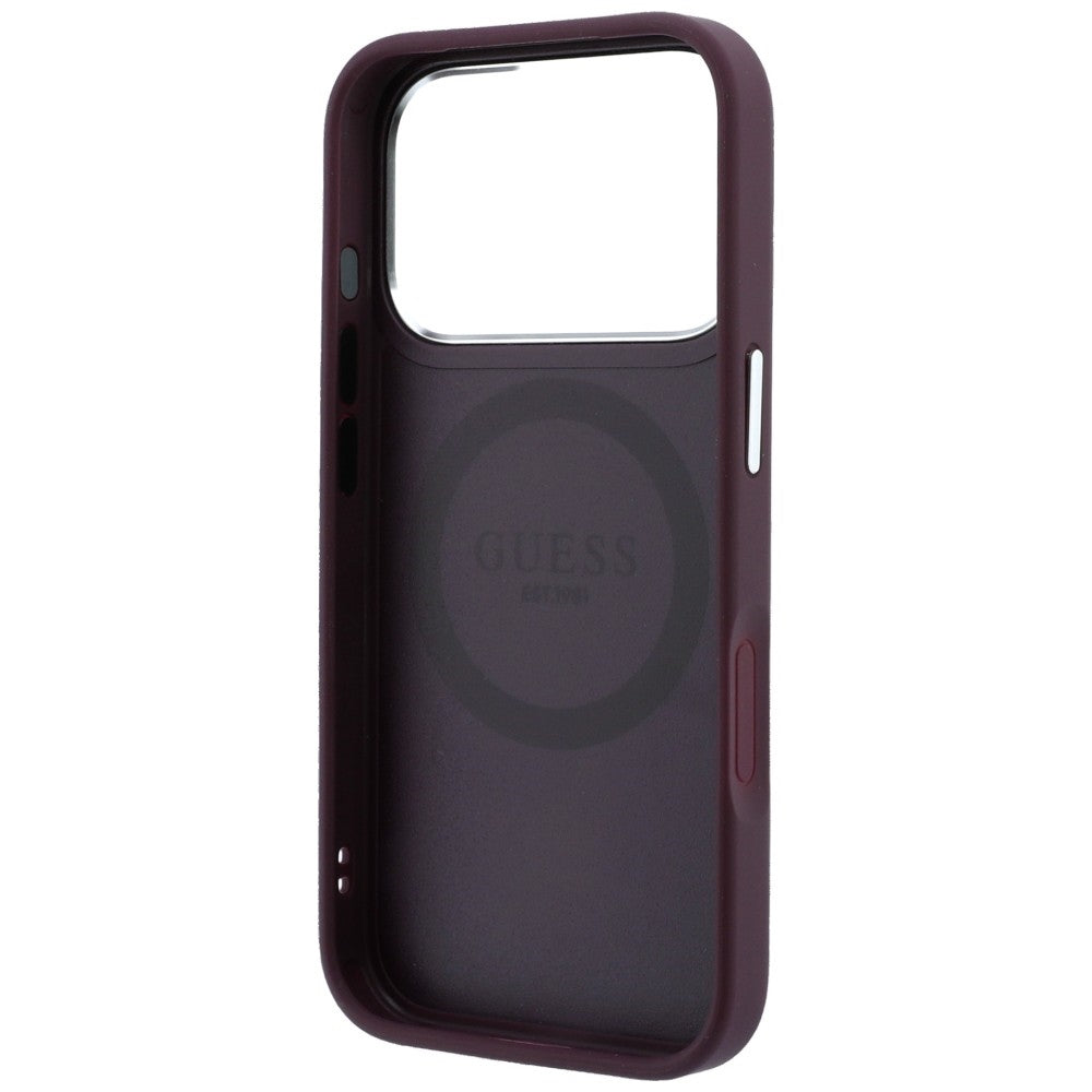 Capa MagSafe para Apple iPhone 18 Pro Max / 17 Pro Max, Guess, Triangle Logo, cor de vinho
