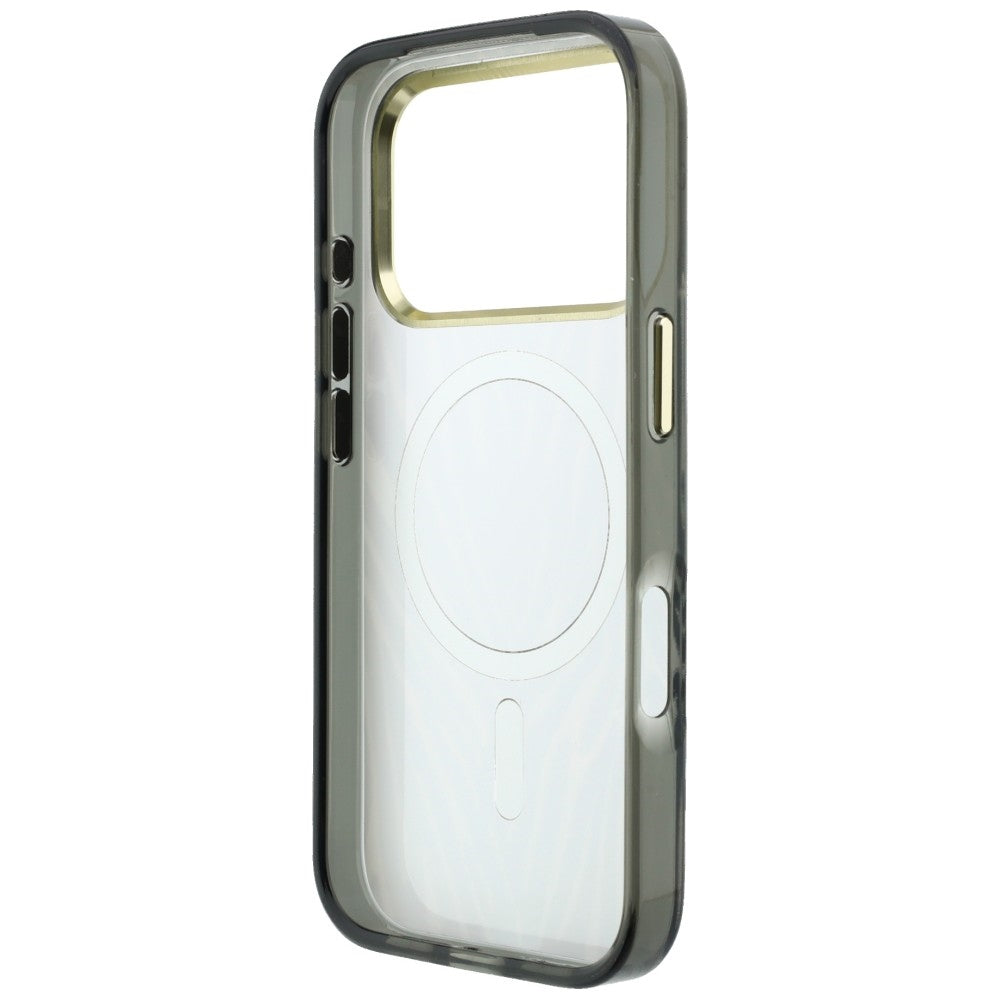 Capa MagSafe para Apple iPhone 18 Pro Max / 17 Pro Max, Guess, Logo Triângulo Glitter Zebra, Prateada