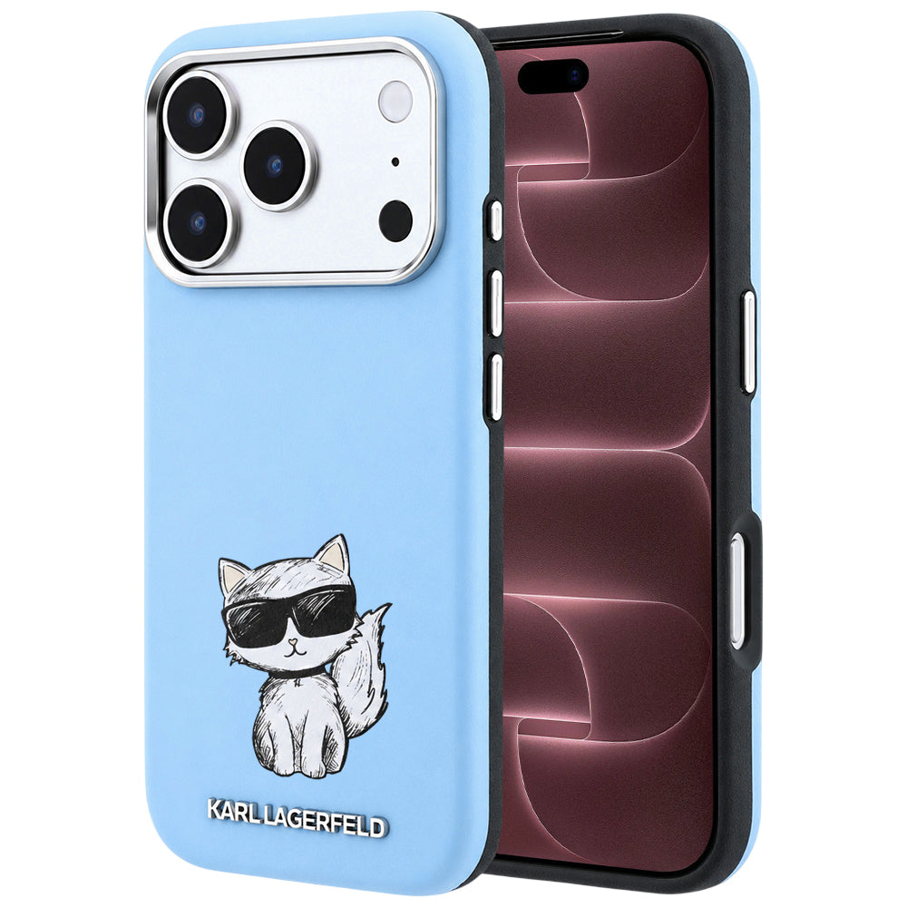 Capa MagSafe para Apple iPhone 18 Pro Max / 17 Pro Max, Karl Lagerfeld, Choupette Sketch, Azul