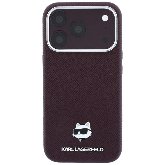 Capa MagSafe para Apple iPhone 18 Pro Max / 17 Pro Max, Karl Lagerfeld, Grained Choupette Head, Vinho