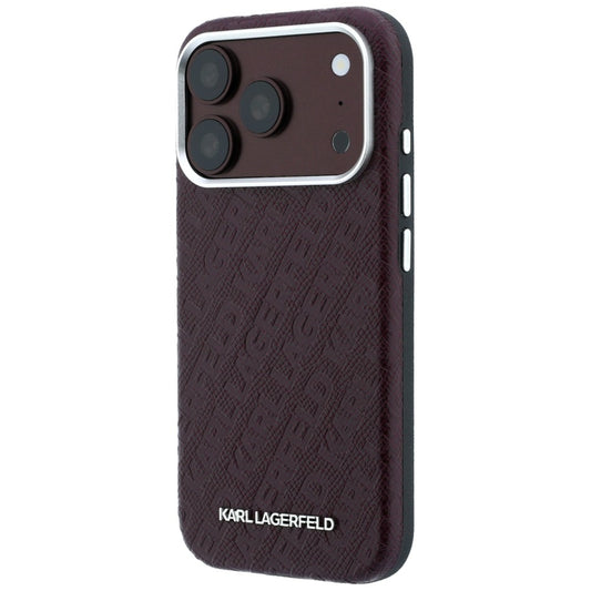 Capa MagSafe para Apple iPhone 18 Pro Max / 17 Pro Max, Karl Lagerfeld, Logótipo em Metal Granulado, Vinho