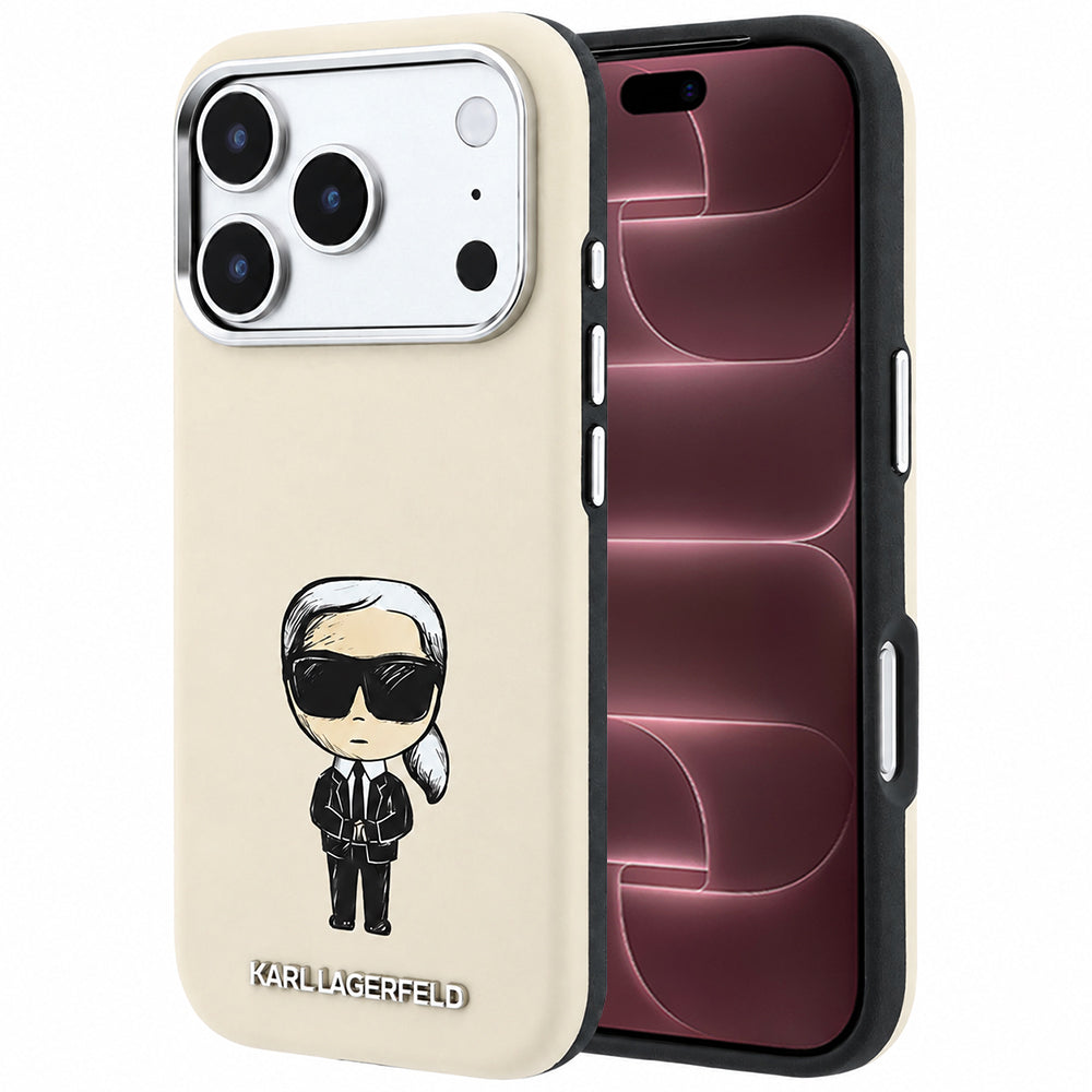 Capa MagSafe para Apple iPhone 18 Pro Max / 17 Pro Max, Karl Lagerfeld, Ikonik Sketch, Bege