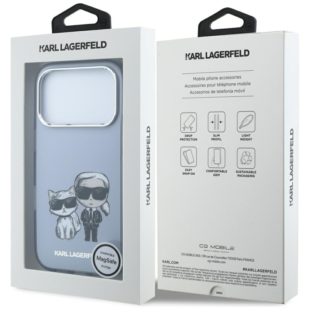 Capa MagSafe para Apple iPhone 18 Pro Max / 17 Pro Max, Karl Lagerfeld, IML KC Bodies Sketch Print, Azul