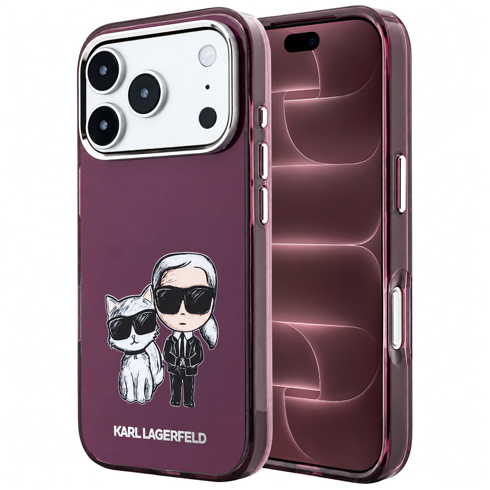 Capa MagSafe para Apple iPhone 18 Pro Max / 17 Pro Max, Karl Lagerfeld, IML KC Bodies Sketch Print, Vinho