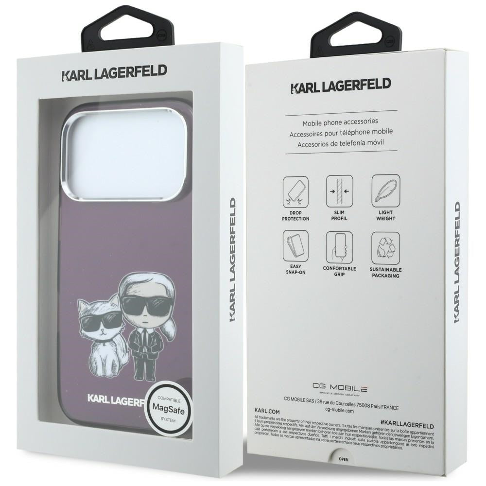 Capa MagSafe para Apple iPhone 18 Pro Max / 17 Pro Max, Karl Lagerfeld, IML KC Bodies Sketch Print, Vinho