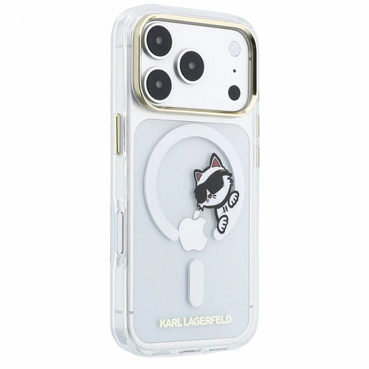 Capa MagSafe para Apple iPhone 18 Pro Max / 17 Pro Max, Karl Lagerfeld, IML Peekaboo Print e Moldura Metálica, Transparente