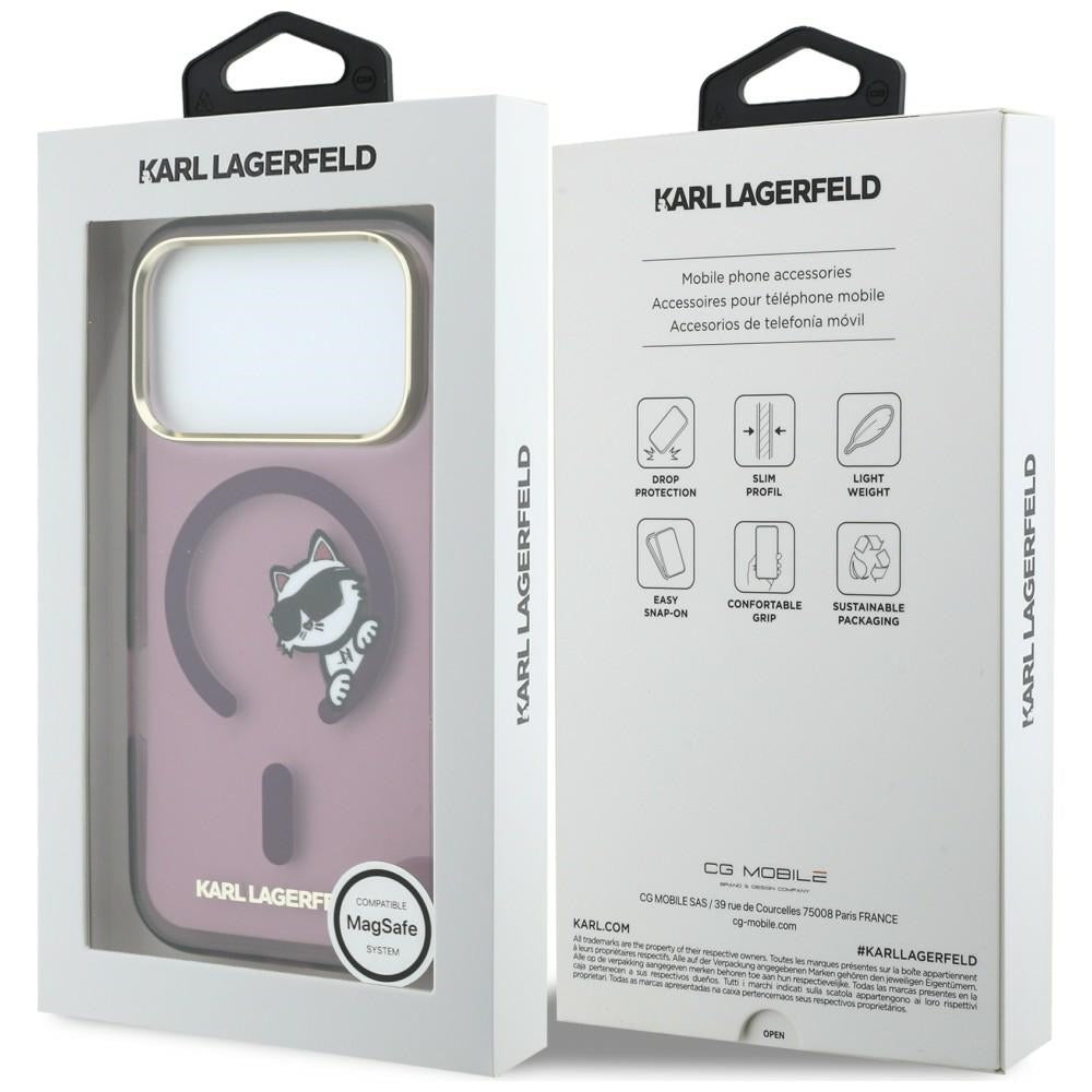 Capa MagSafe para Apple iPhone 18 Pro Max / 17 Pro Max, Karl Lagerfeld, IML Peekaboo Print e Moldura Metálica, Vinho