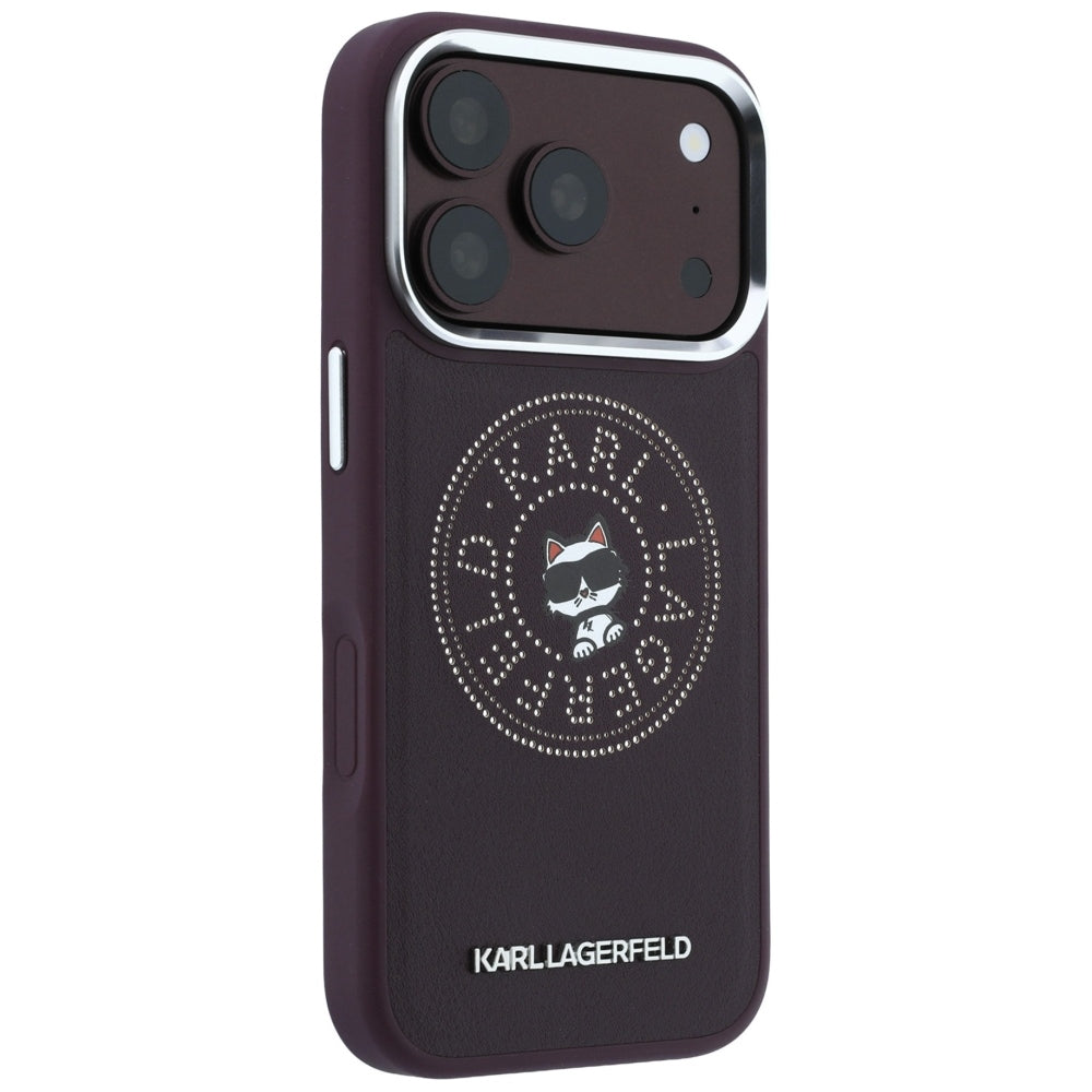 Capa MagSafe para Apple iPhone 18 Pro Max / 17 Pro Max, Karl Lagerfeld, Point and Choupette Sketch, Vinho