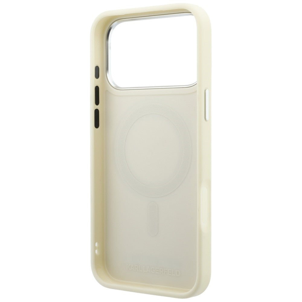 MagSafe Case for Apple iPhone 18 Pro Max / 17 Pro Max, Karl Lagerfeld, Ring Stand 360 Saffiano, Beige