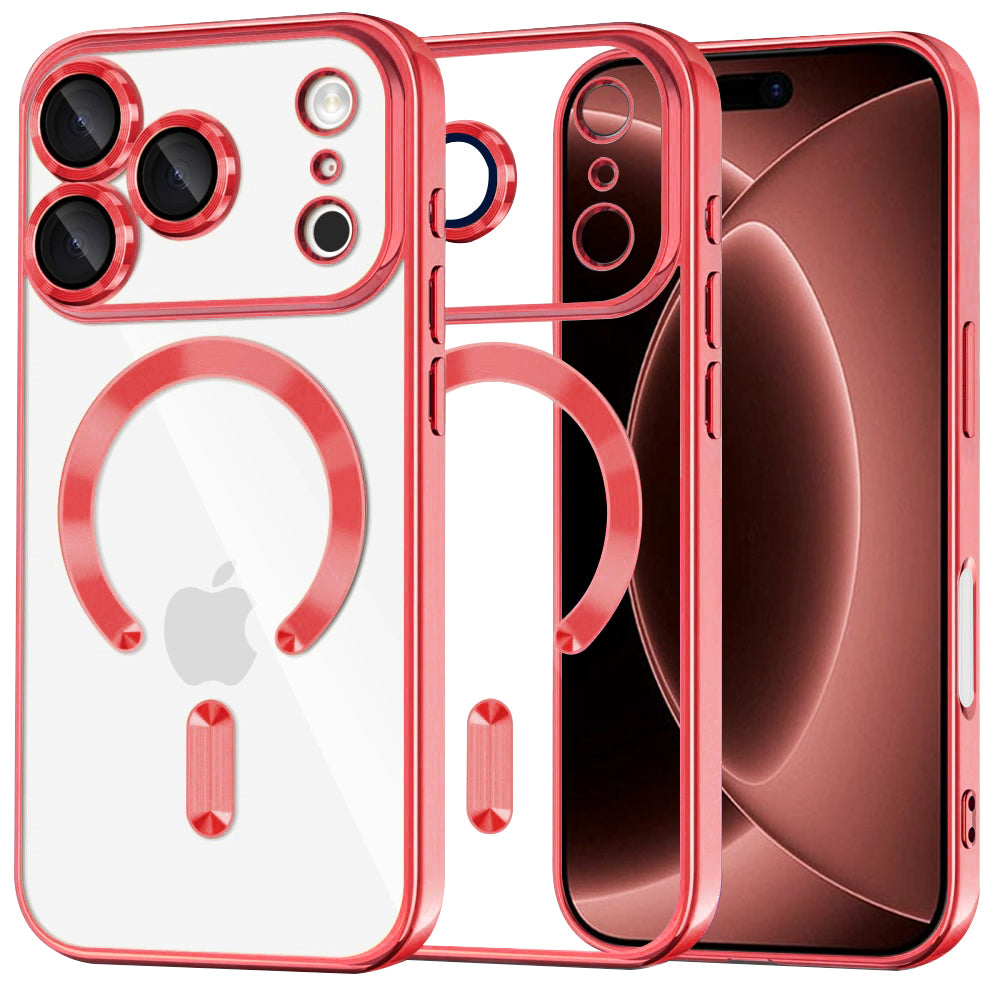Capa MagSafe para Apple iPhone 18 Pro Max / 17 Pro Max, Techsuit, Luxury Crystal, Vermelha