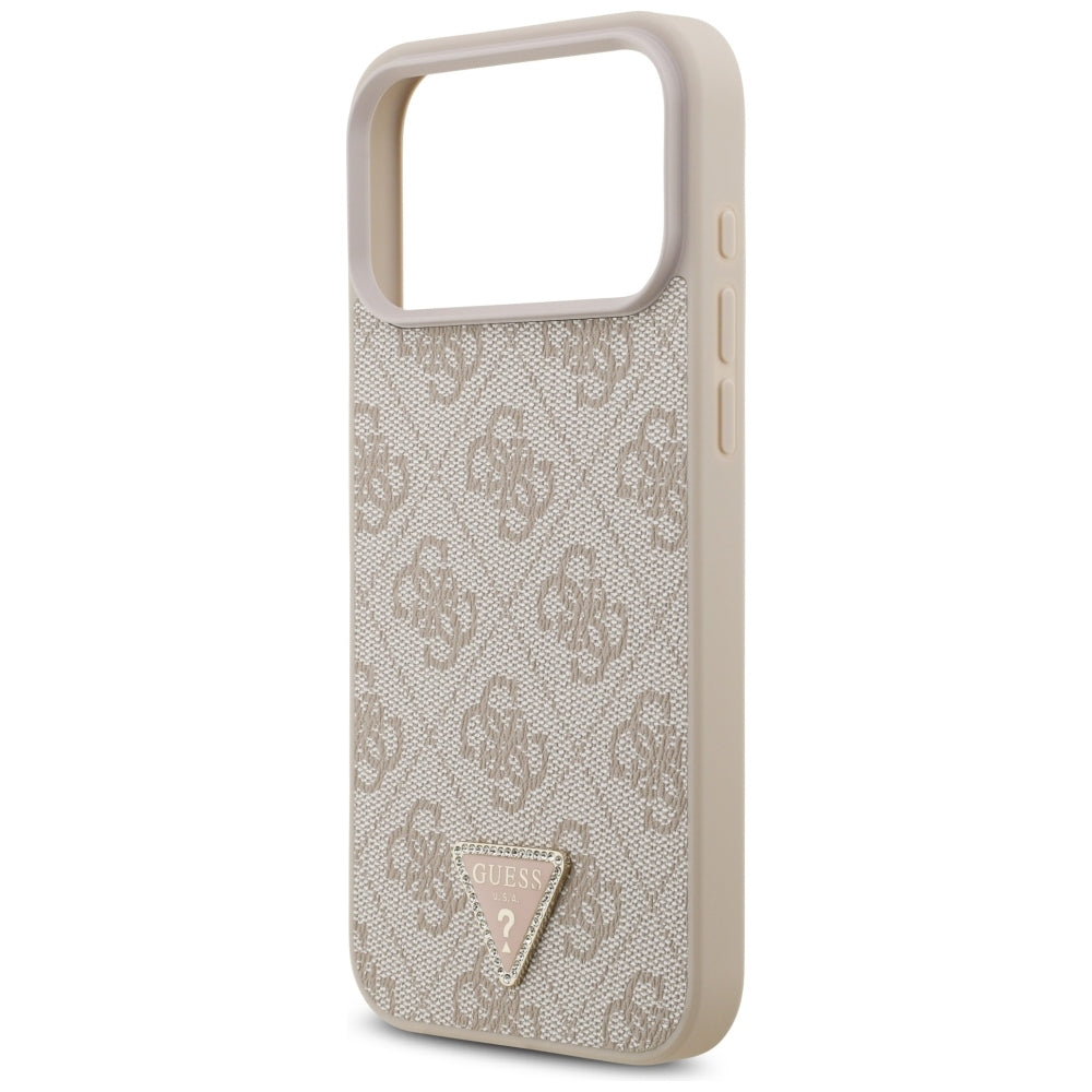 Capa MagSafe para Apple iPhone 18 Pro Max, Guess, 4G Triangle Strass, Rosa