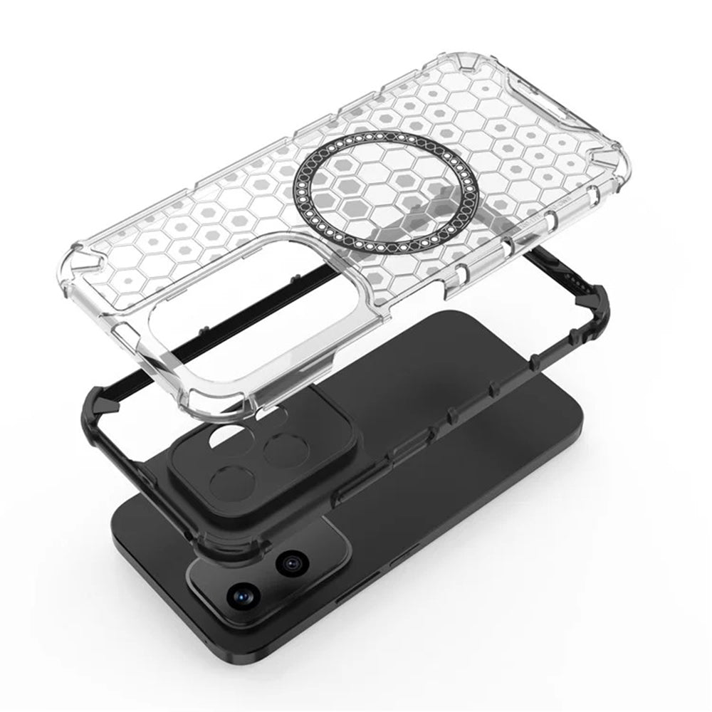 Capa MagSafe para Honor 200 Lite, Techsuit, HoneyComb Shield, Branca