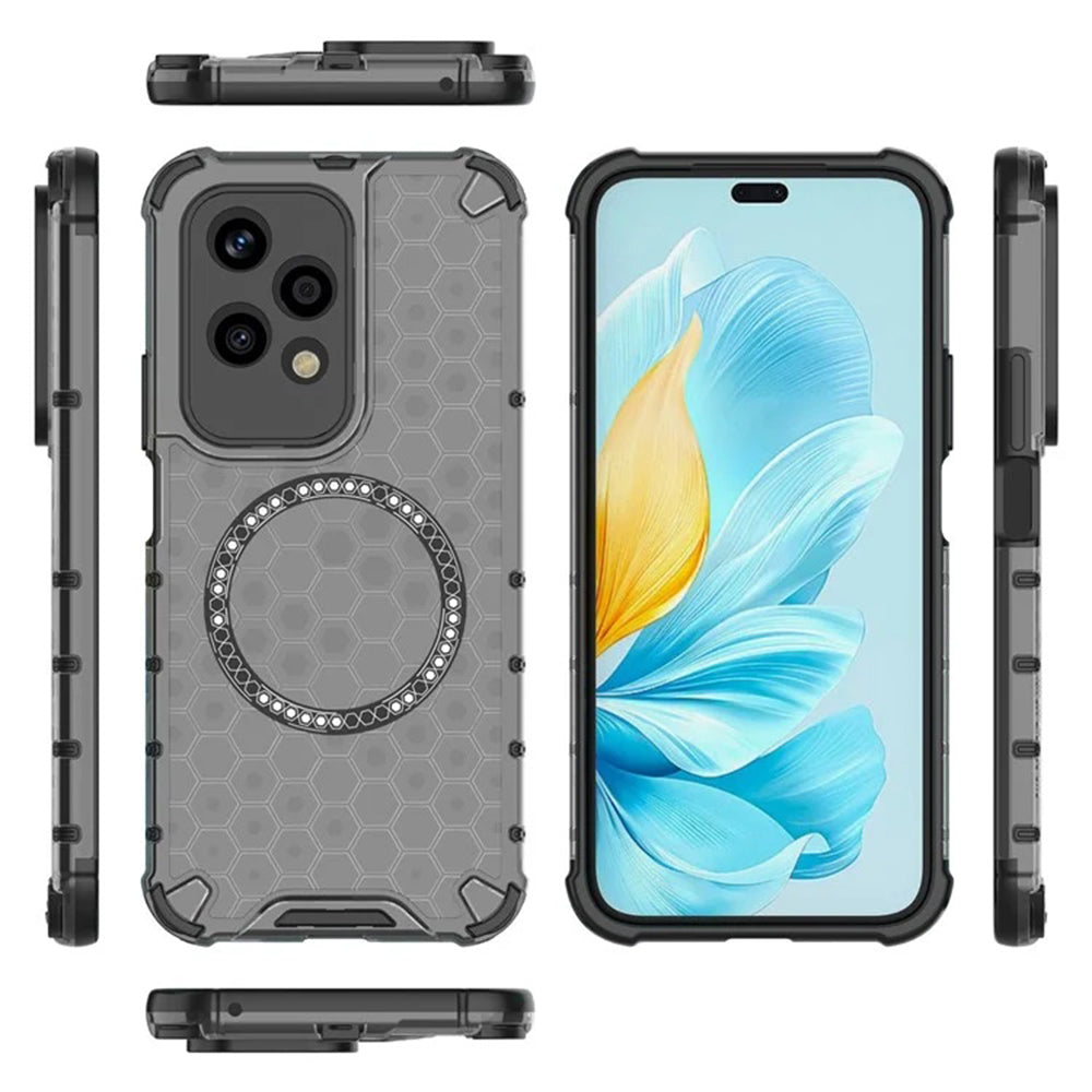 Capa MagSafe para Honor 200 Lite, Techsuit, HoneyComb Shield, Preta