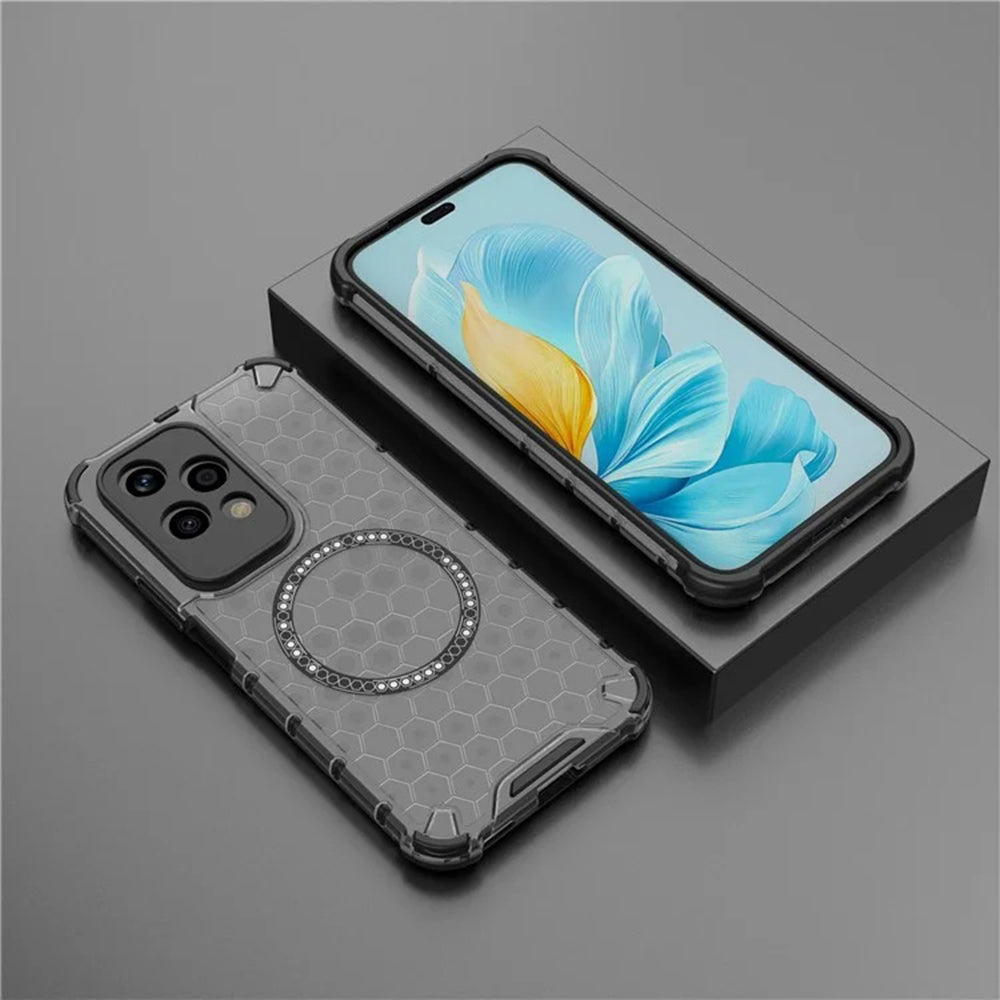 Capa MagSafe para Honor 200 Lite, Techsuit, HoneyComb Shield, Preta