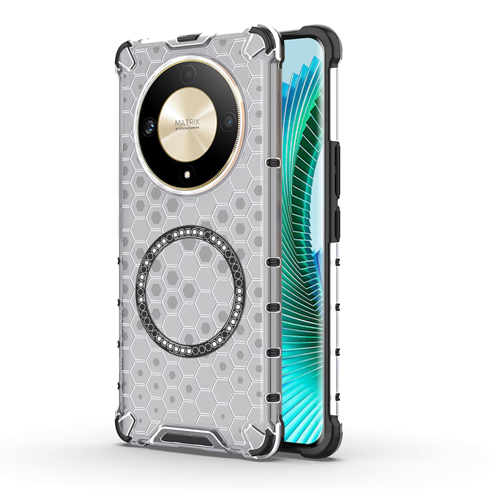 Capa MagSafe para Honor Magic6 Lite, Techsuit, HoneyComb Shield, Branca