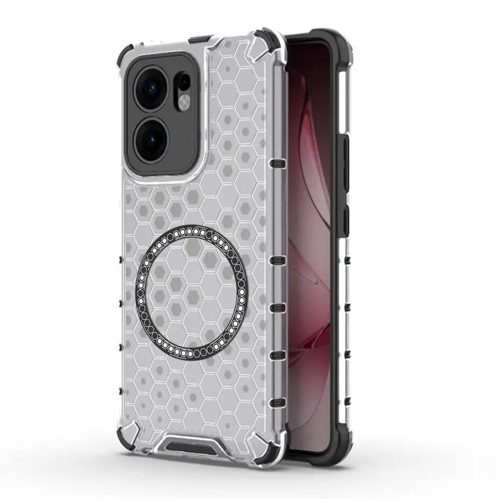 Capa MagSafe para Oppo Reno13 FS 5G / Reno13 F 4G / Reno13 F, Techsuit, HoneyComb Shield, Branca