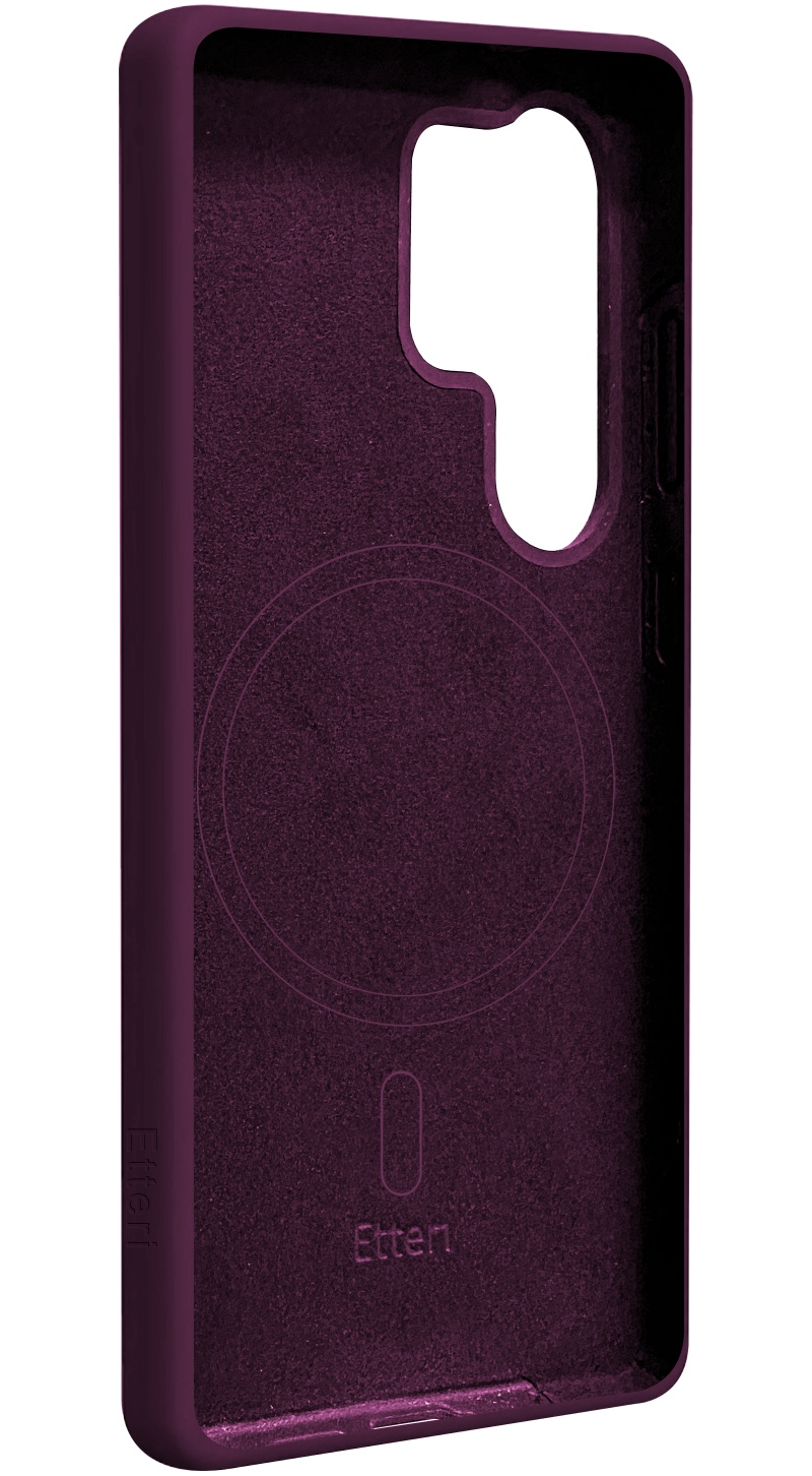 Capa MagSafe para Samsung Galaxy S25 Ultra S938, Etteri, Silicone Mag, Vinho