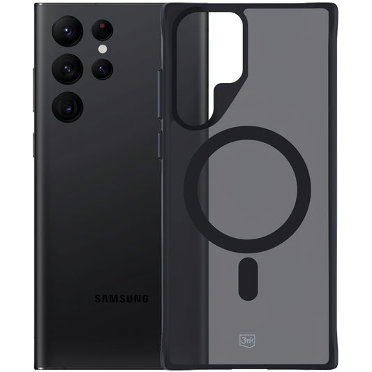 Capa MagSafe para Samsung Galaxy S22 Ultra 5G S908, 3MK, Smoke MagCase, Preto