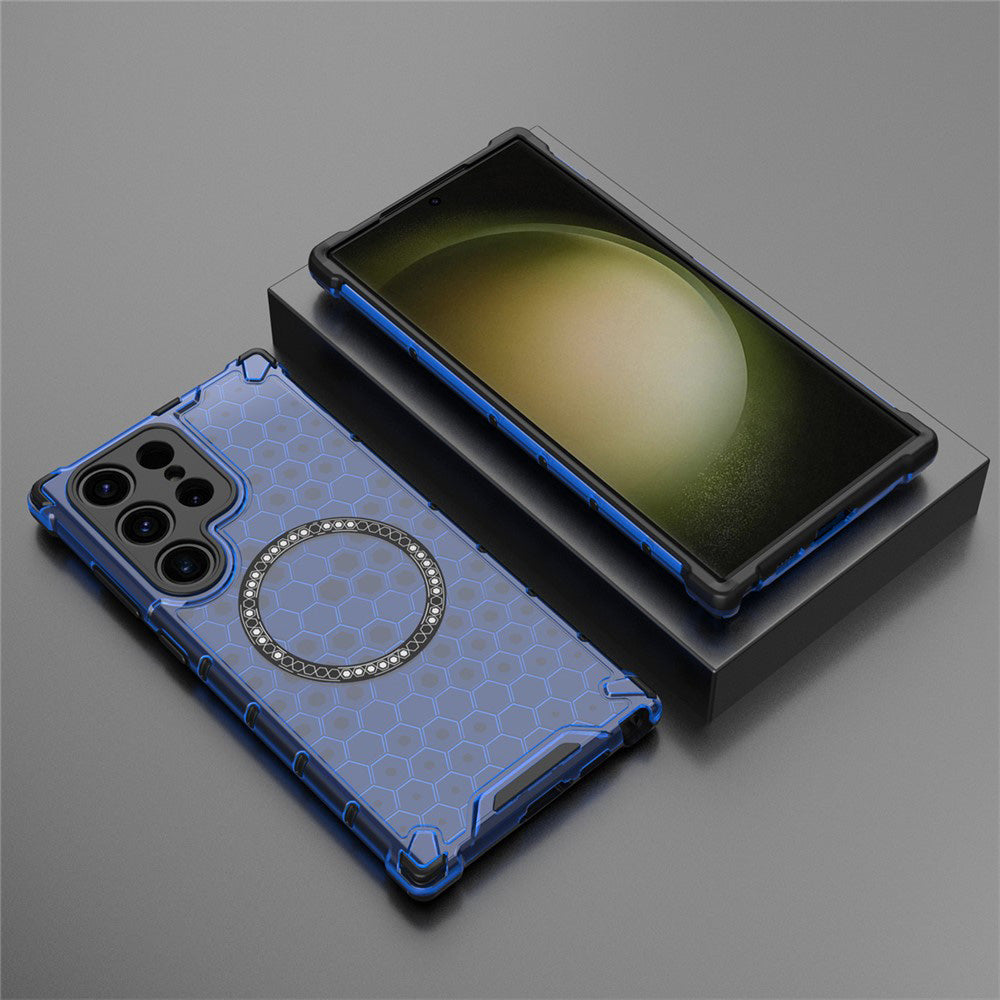 Capa MagSafe para Samsung Galaxy S25 Ultra S938, Techsuit, HoneyComb Shield, Azul