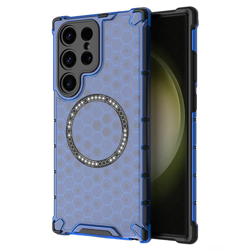 Capa MagSafe para Samsung Galaxy S24 Ultra S928, Techsuit, HoneyComb Shield, Azul