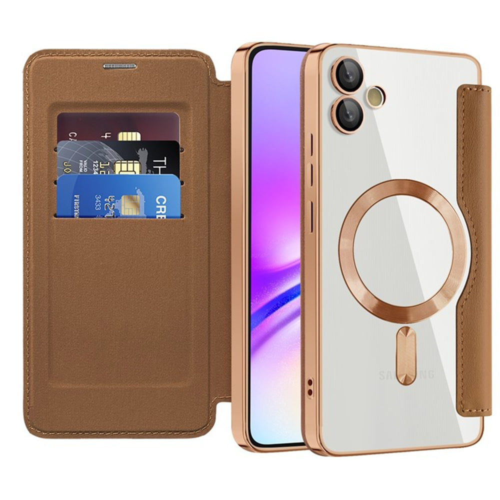 Capa MagSafe para Samsung Galaxy A05 A055, Techsuit, SmartMag Book, Castanha