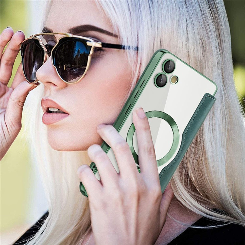 Capa MagSafe para Samsung Galaxy A05 A055, Techsuit, SmartMag Book, Verde