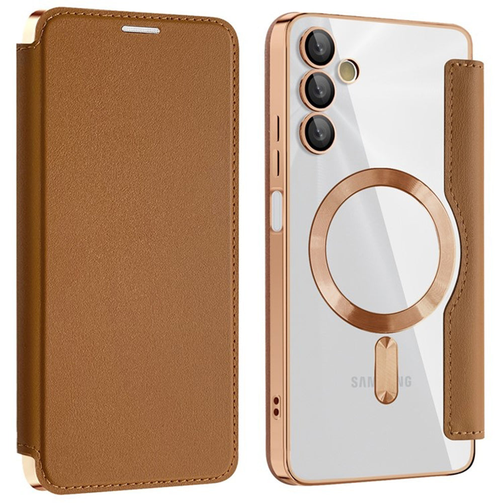 Capa MagSafe para Samsung Galaxy A05s A057, Techsuit, SmartMag Book, Castanha