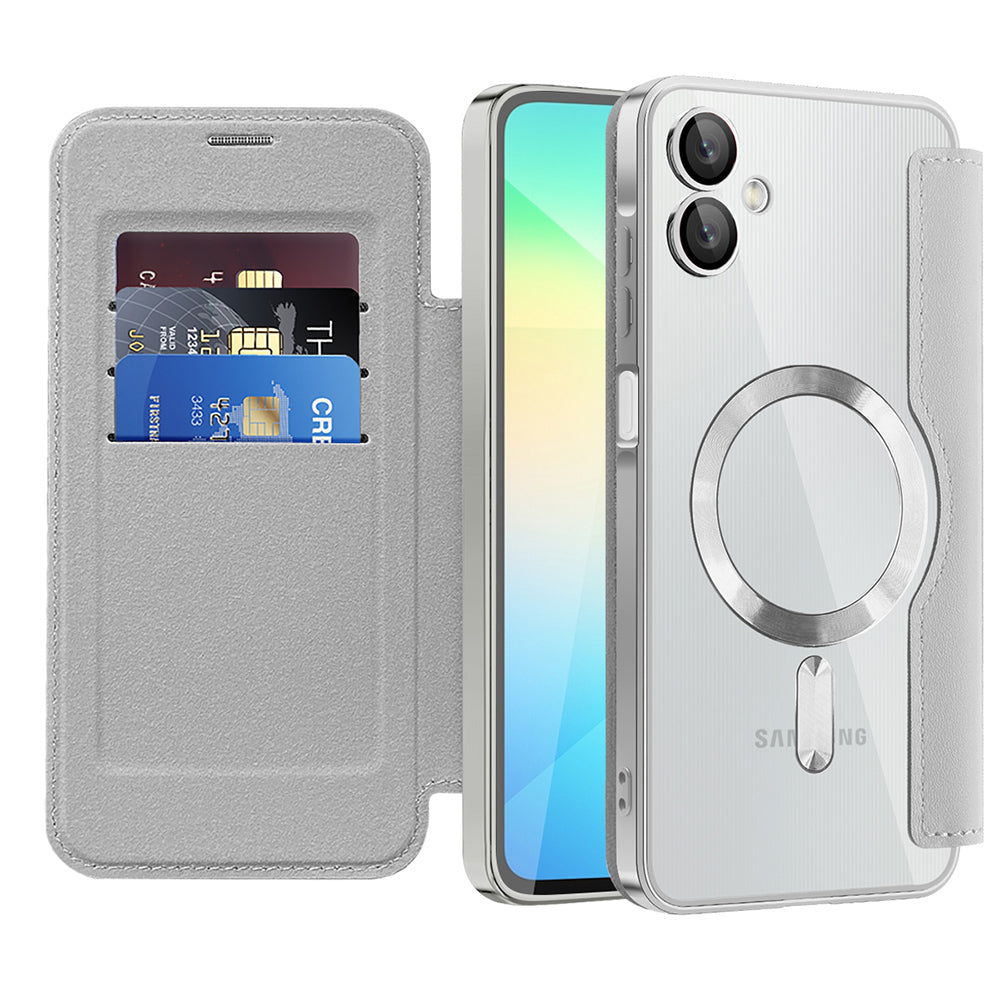 Capa MagSafe para Samsung Galaxy A06 A065, Techsuit, SmartMag Book, Cinzento