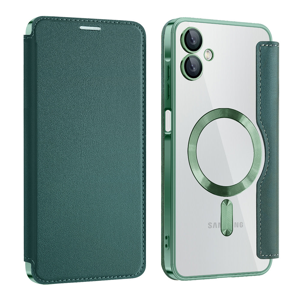 Capa MagSafe para Samsung Galaxy A06 A065, Techsuit, SmartMag Book, Verde