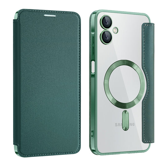 Capa MagSafe para Samsung Galaxy A06 A065, Techsuit, SmartMag Book, Verde