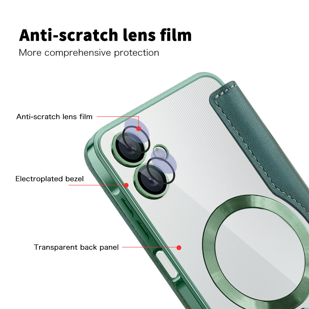 Capa MagSafe para Samsung Galaxy A06 A065, Techsuit, SmartMag Book, Verde