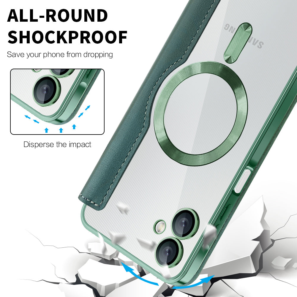 Capa MagSafe para Samsung Galaxy A06 A065, Techsuit, SmartMag Book, Verde