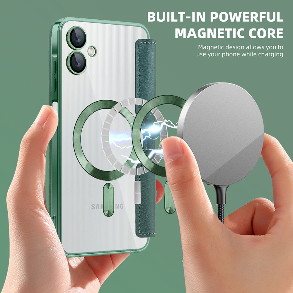 Capa MagSafe para Samsung Galaxy A06 A065, Techsuit, SmartMag Book, Verde