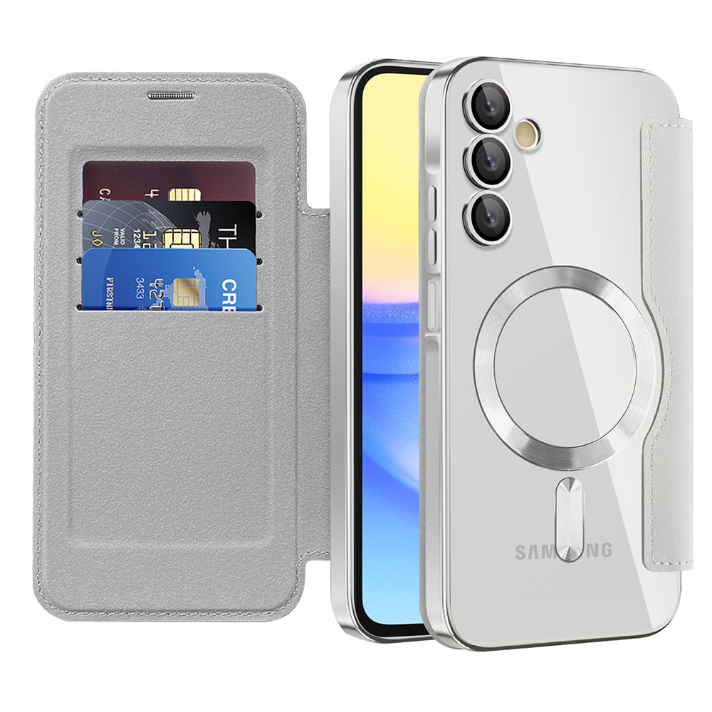 Capa MagSafe para Samsung Galaxy A15 5G A156 / A15 A155, Techsuit, SmartMag Book, Cinzento