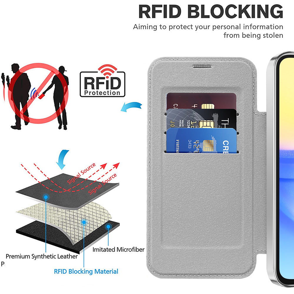 Capa MagSafe para Samsung Galaxy A15 5G A156 / A15 A155, Techsuit, SmartMag Book, Cinzento