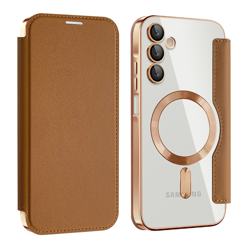 Capa MagSafe para Samsung Galaxy A15 5G A156 / A15 A155, Techsuit, SmartMag Book, Castanha
