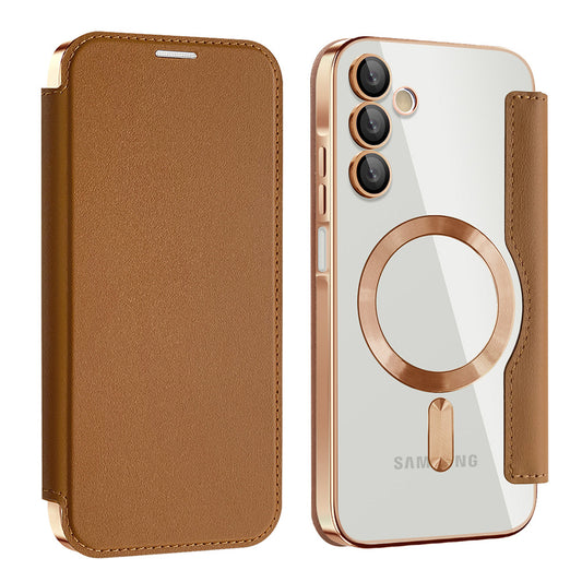 Capa MagSafe para Samsung Galaxy A15 5G A156 / A15 A155, Techsuit, SmartMag Book, Castanha