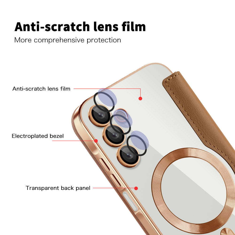 Capa MagSafe para Samsung Galaxy A15 5G A156 / A15 A155, Techsuit, SmartMag Book, Castanha