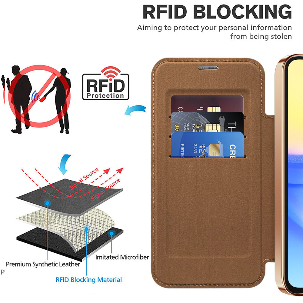 Capa MagSafe para Samsung Galaxy A15 5G A156 / A15 A155, Techsuit, SmartMag Book, Castanha