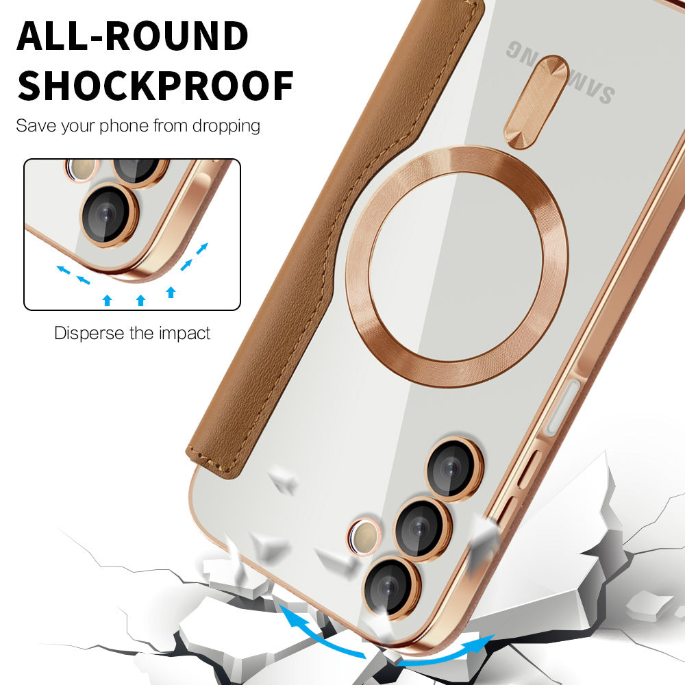 Capa MagSafe para Samsung Galaxy A15 5G A156 / A15 A155, Techsuit, SmartMag Book, Castanha