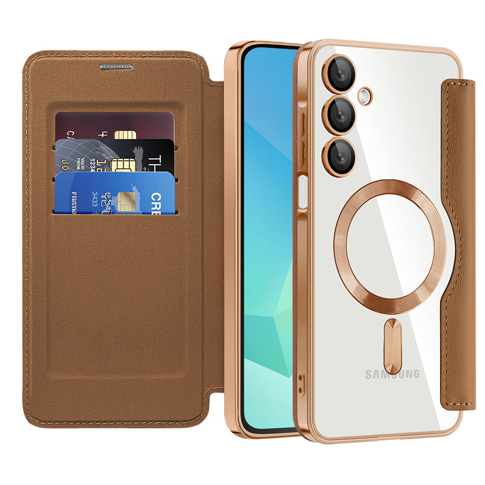 Capa MagSafe para Samsung Galaxy A16 5G A166 / A16 4G A165, Techsuit, SmartMag Book, Castanha