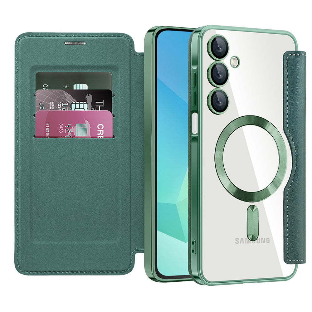 Capa MagSafe para Samsung Galaxy A16 5G A166 / A16 4G A165, Techsuit, SmartMag Book, Verde
