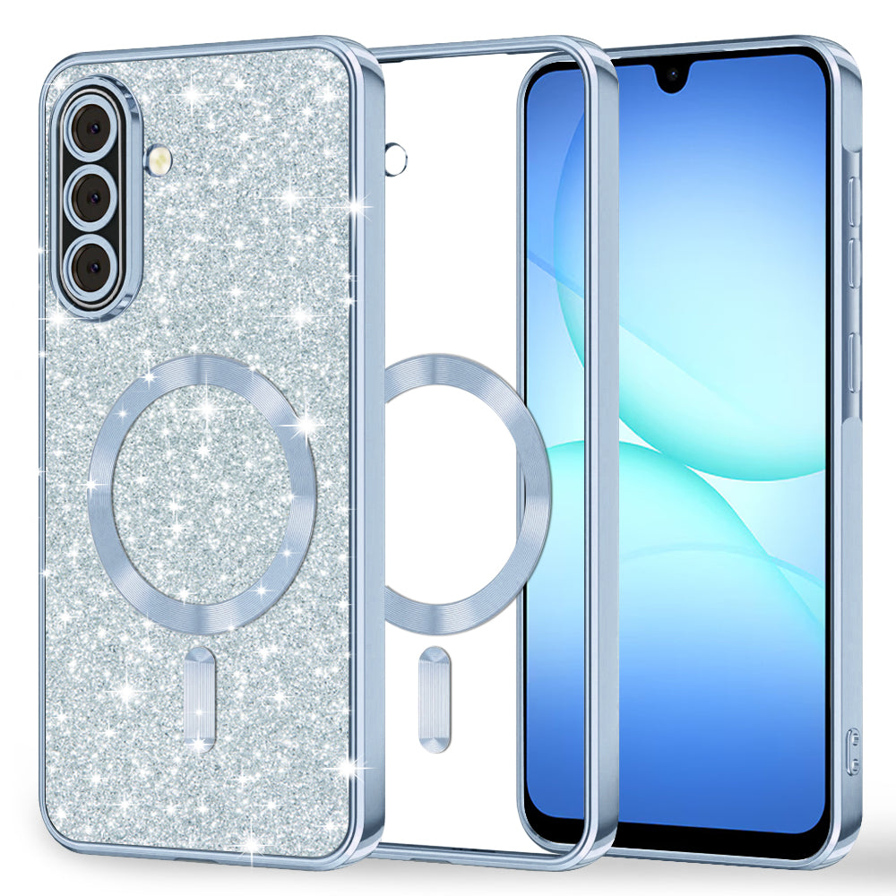 Capa MagSafe para Samsung Galaxy A17 4G / A17 5G, Techsuit, Luxury Glitter, Azul