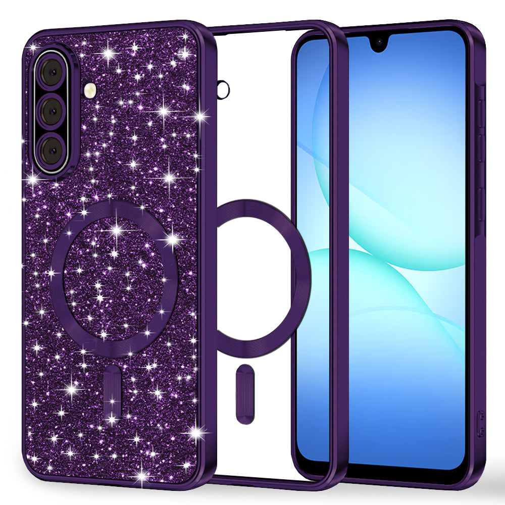 Capa MagSafe para Samsung Galaxy A17 4G / A17 5G, Techsuit, Luxury Glitter, Roxo Escuro
