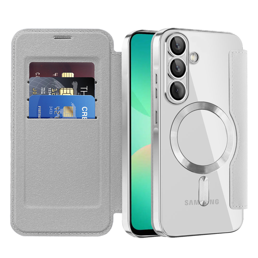 Capa MagSafe para Samsung Galaxy A26 A266, Techsuit, SmartMag Book, Cinzento