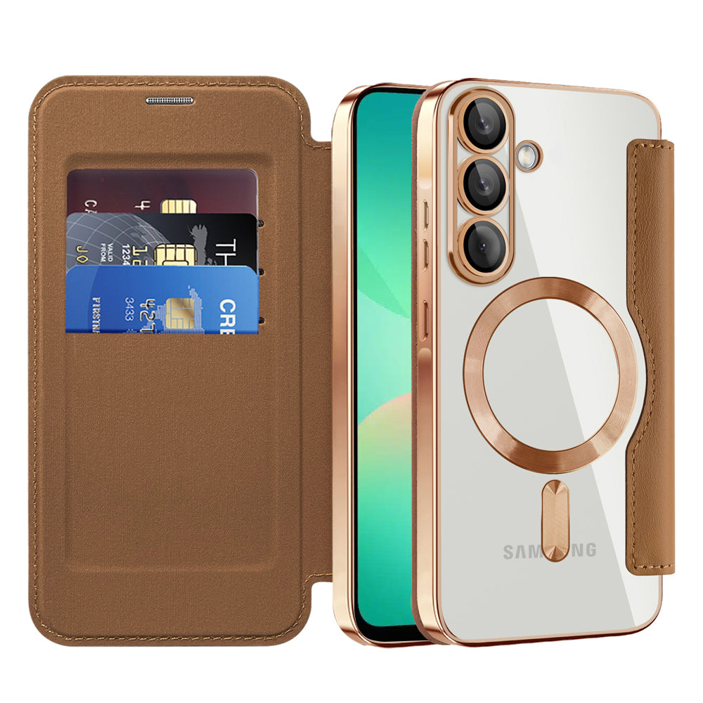 Capa MagSafe para Samsung Galaxy A26 A266, Techsuit, SmartMag Book, Castanha