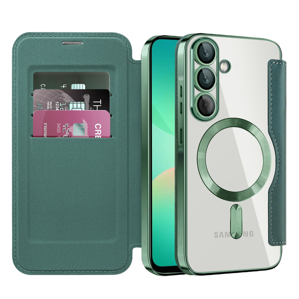 Capa MagSafe para Samsung Galaxy A26 A266, Techsuit, SmartMag Book, Verde