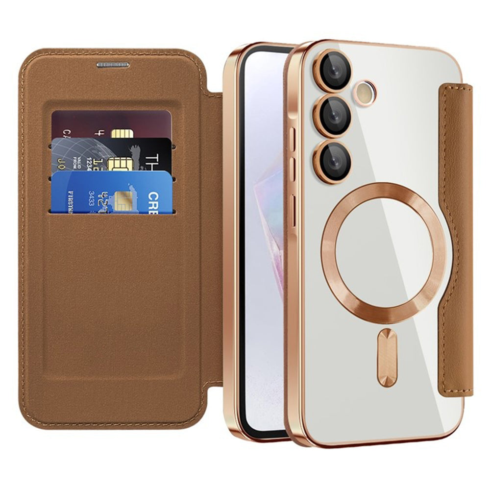 Capa MagSafe para Samsung Galaxy A35 5G A356, Techsuit, SmartMag Book, Castanha